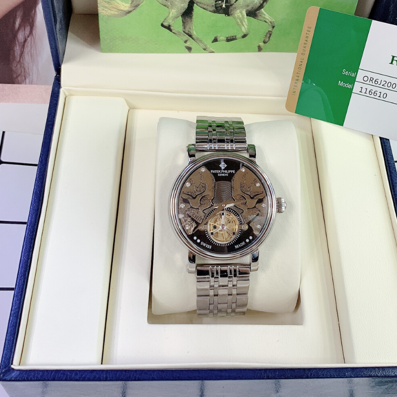 [HCM]Đồng hồ nam dây kim loại PatePhilippe automatic Size 43 mm Đồng hồ nam mặt tròn chống nước Đồng hồ nam cao cấp Fullbox