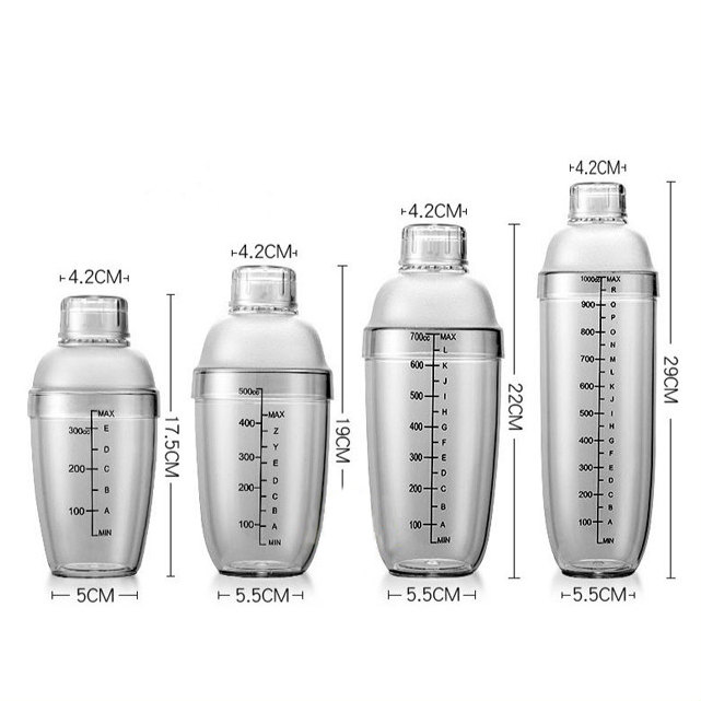 Bình lắc pha chế nhựa cocktall shaker 350-700-1000ml có vạch