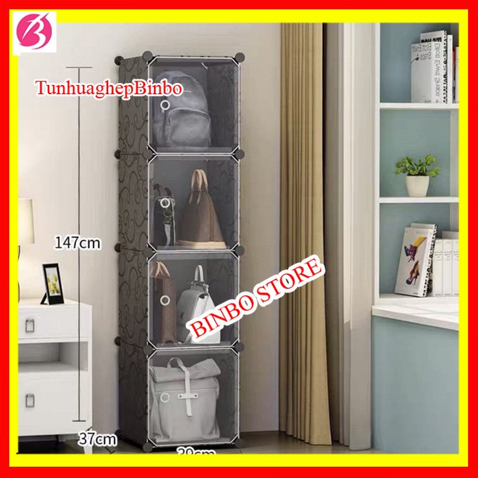 [Mẫu mới-tủ-kệ đựng túi] TỦ ĐỰNG TÚI XÁCH THÔNG MINH 4 ô, kích thước 1m2x40x31, dễ dàng lắp ráp, lau chùi, tiện lợi