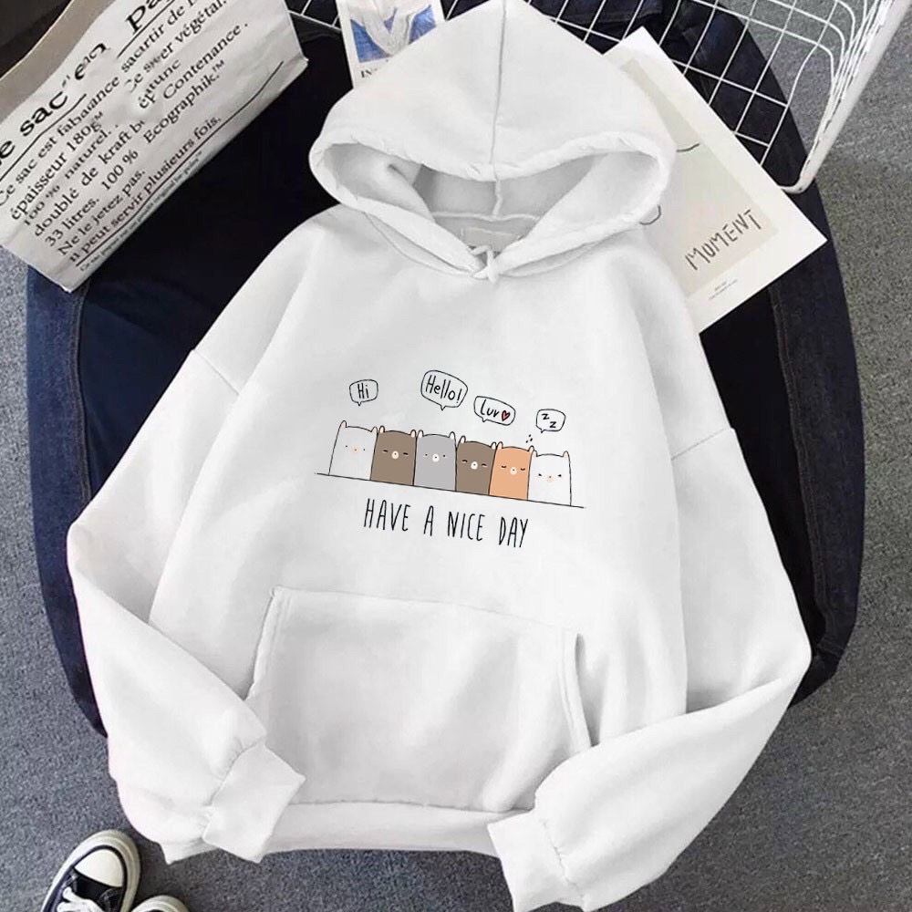 Áo Hoodie Nam Nữ Forn Rộng Unisex Hoạt Hình Heo HAVE A NICE DAY - Chất Nỉ Mềm Mại , Áo Khoác Nỉ Chui Đầu Style Ulzzang Hàn Quốc HOT TREND TTSLB0514