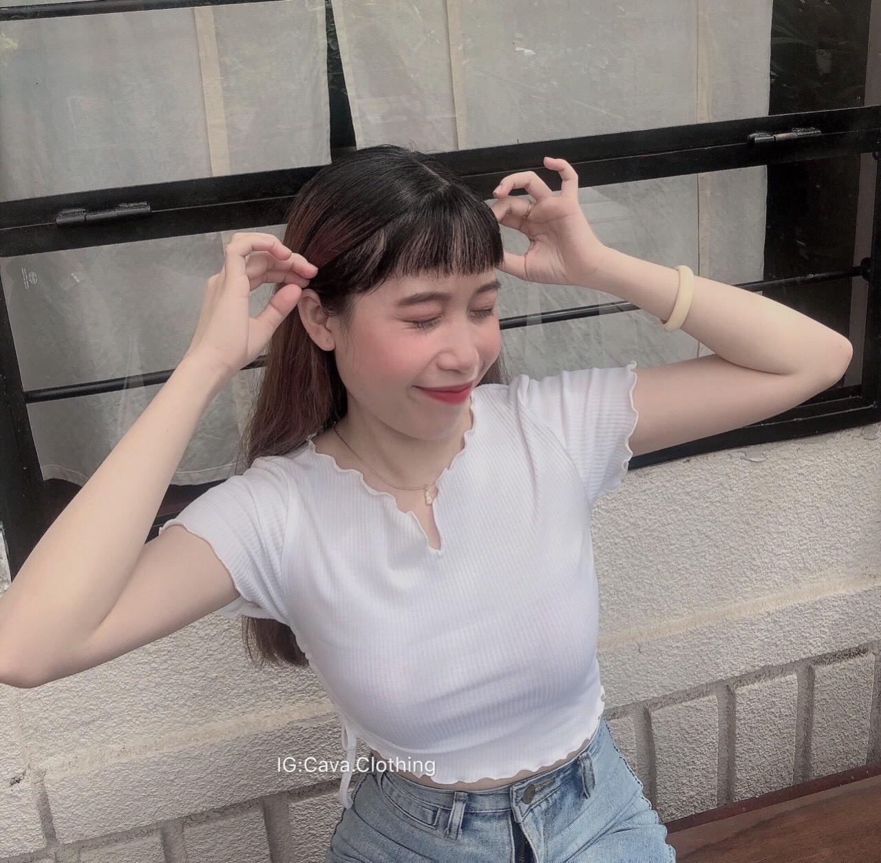 ÁO THUN CROPTOP DÂY RÚT MỘT BÊN SNU
