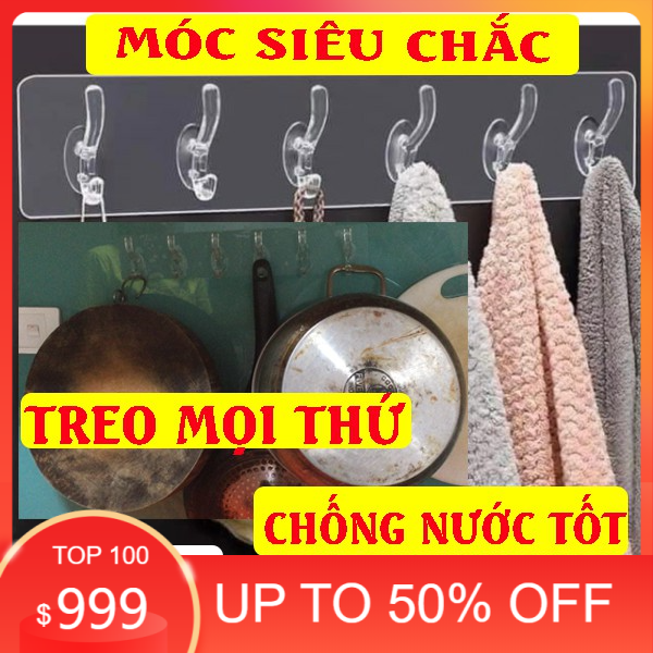 [ GIẢM 20K SHIP CHO MỌI ĐƠN HÀNG ] Móc treo quần áo dán tường , giá treo đồ 6 móc kép nhựa loại lớn không cần khoan đục tiện lợi, Tấm dán tường treo quần áo, mũ nón đa năng gồm 6 móc treo, thiết kế liền mạch với đầu móc tròn mịn an toàn