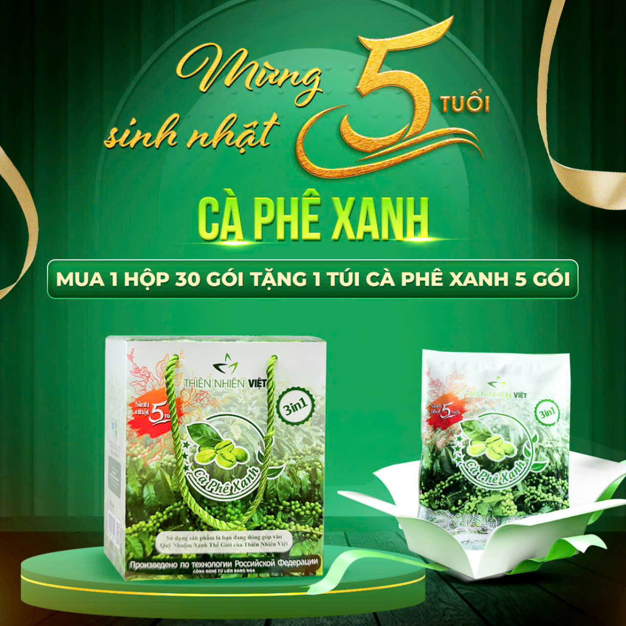 [Kèm quà]CÀ PHÊ XANH 30 GÓI/ DẠNG CÀ PHÊ SỮA