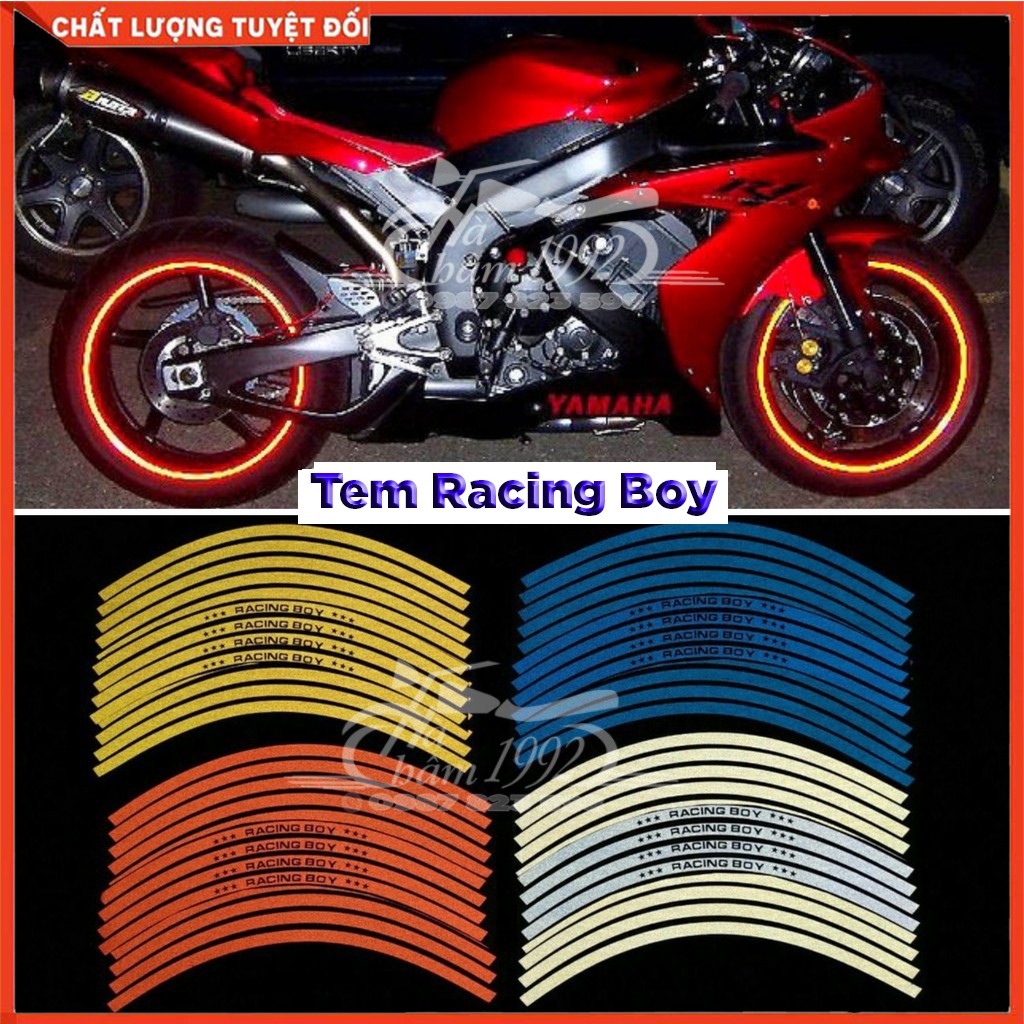 Tem (Decal) Phản Quang 3M Dán Vành Racing Boy (1 Bộ Đủ Dán 2 Mâm)