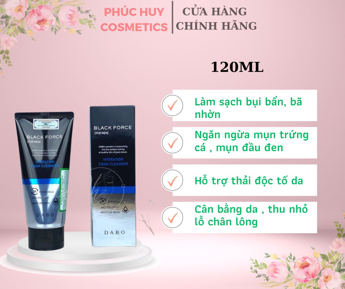 SỮA RỬA MẶT THẢI ĐỘC DABO HYDRATION FOR MEN CHO NAM 120ML