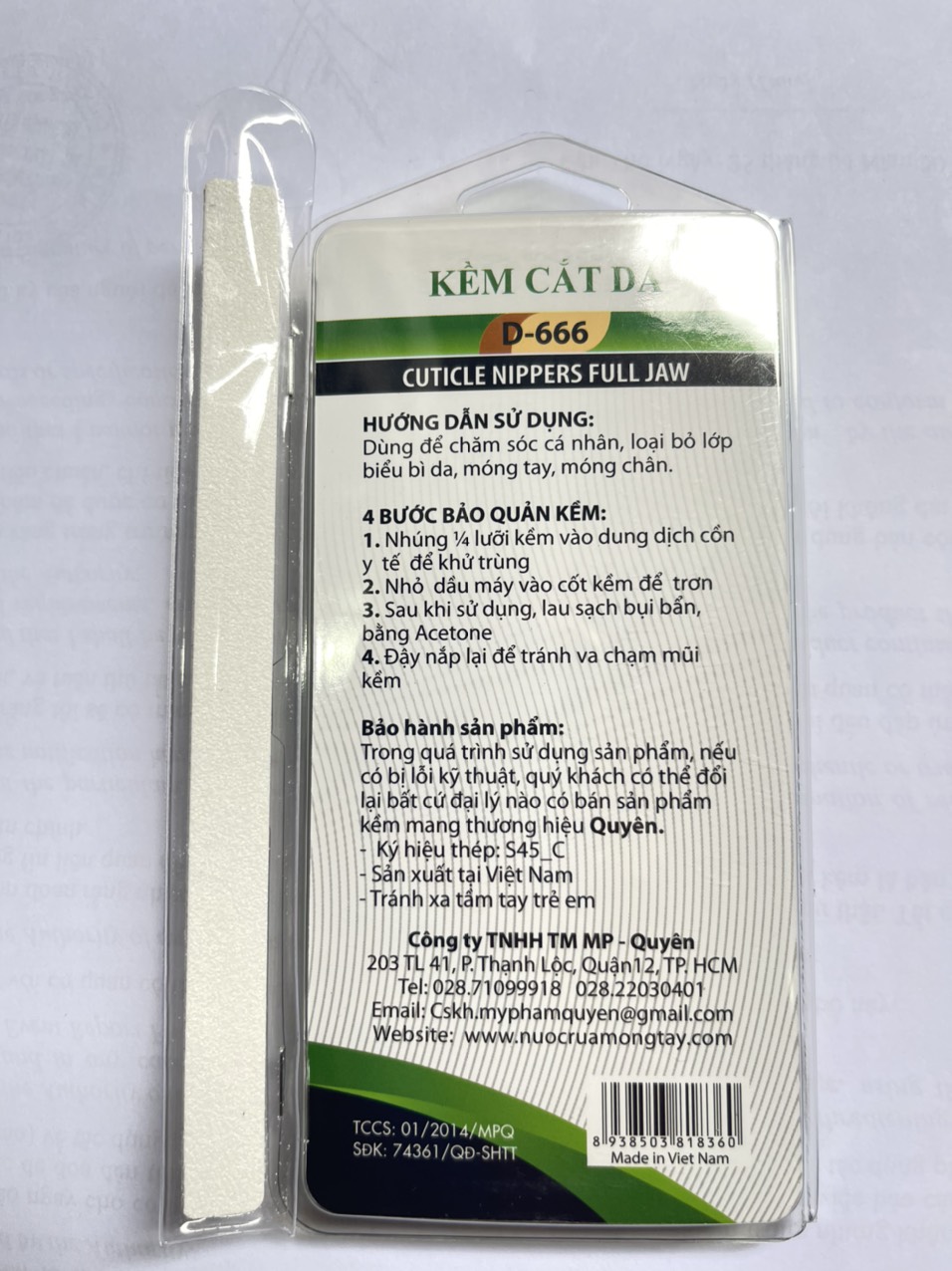 Kiềm cắt da Quyên D666( tặng dũa)