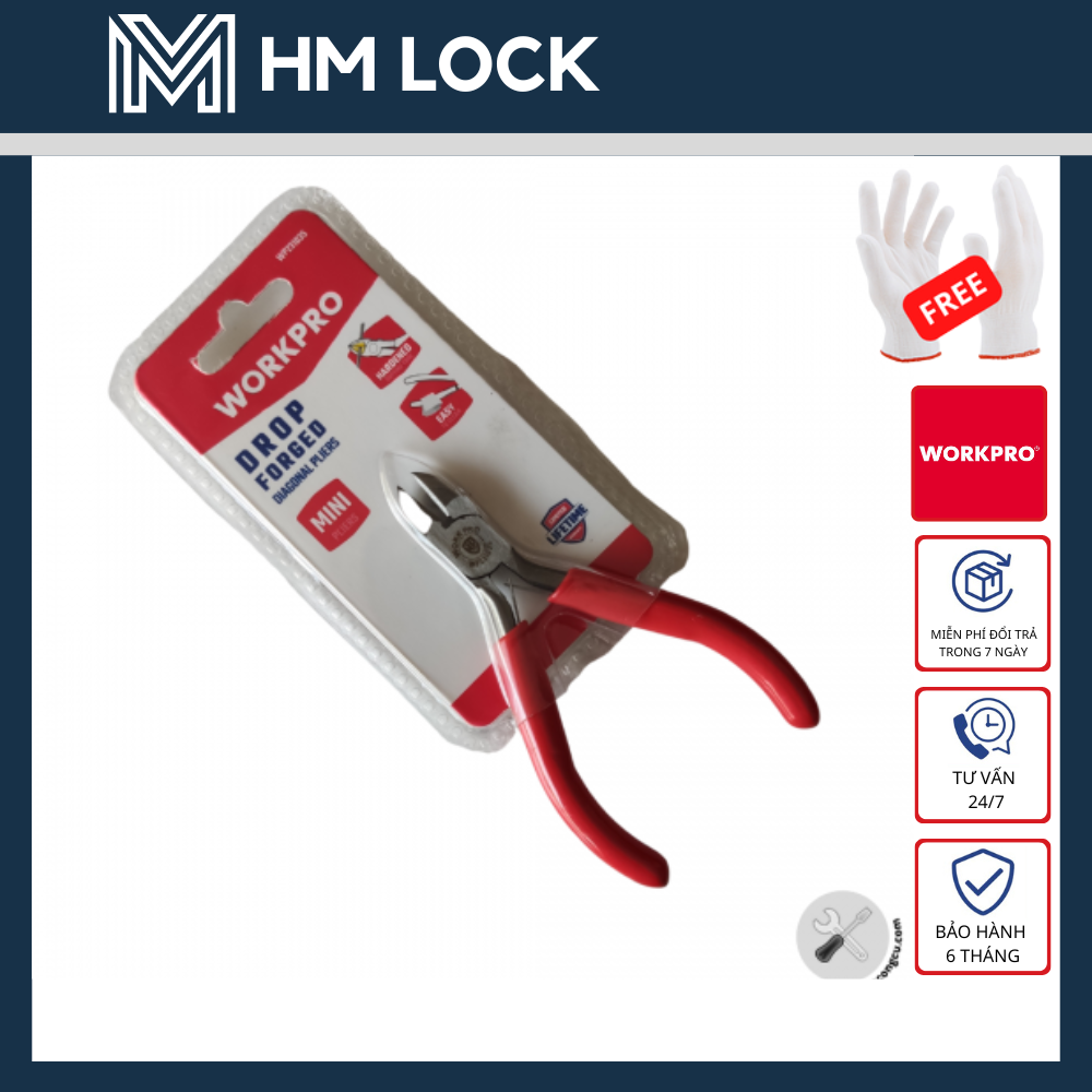 Kềm mini workpro nhọn, cắt, điện - hàng chính hãng