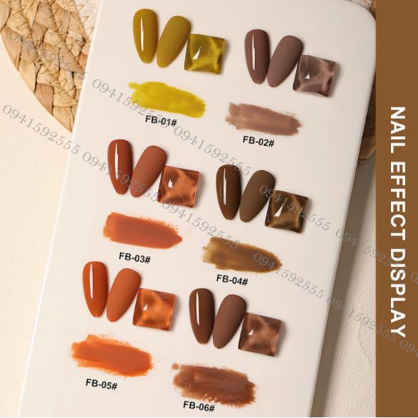 Set sơn gel AS 6 màu nâu FB chai 15ml