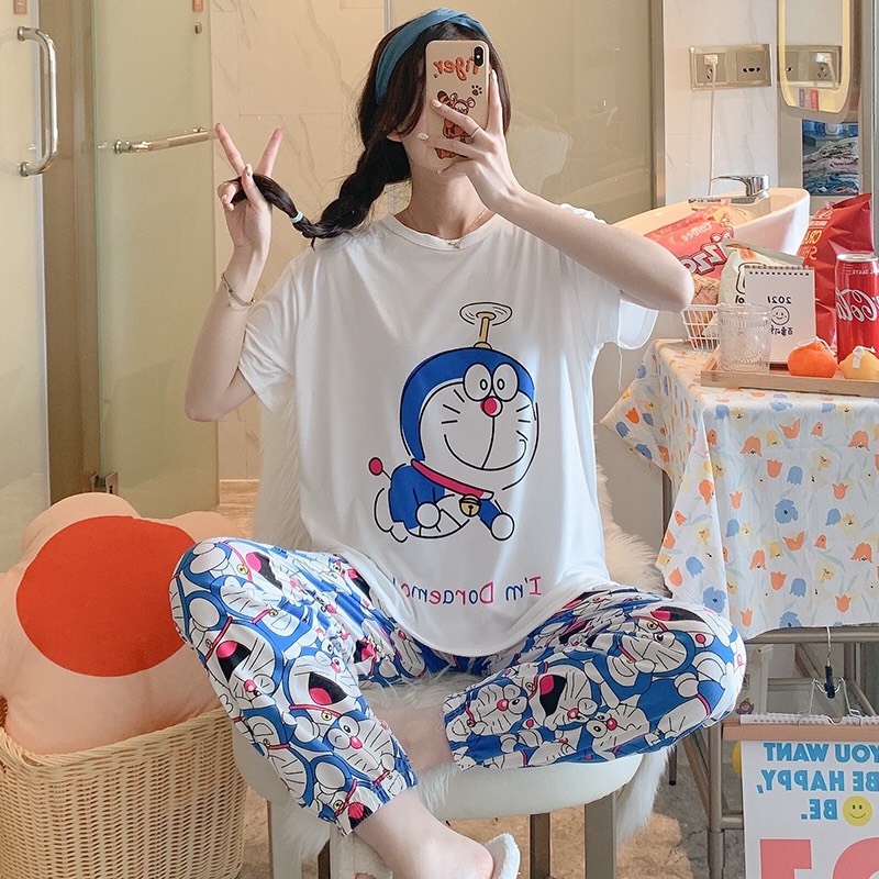 Bộ Đồ Cộc Tay Quần Dài Bo Gấu Doremon Doraemon