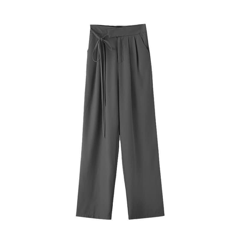 Quần ống rộng nữ lưng cao thắt dây nơ 1 bên culottes chất vải RUBY dài 100cm siêu hot