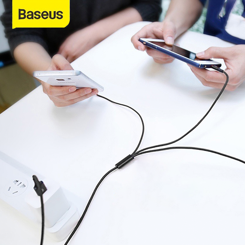 Cáp sạc Baseus 3 Đầu bọc dù USB sang Lightning Iphone - Type C - Micro bọc dù 3.5A Rapid Series 3in1 đa dụng siêu bền