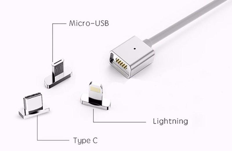 Cáp sạc nam châm 3 cổng - Micro USB - Lightning - Type C