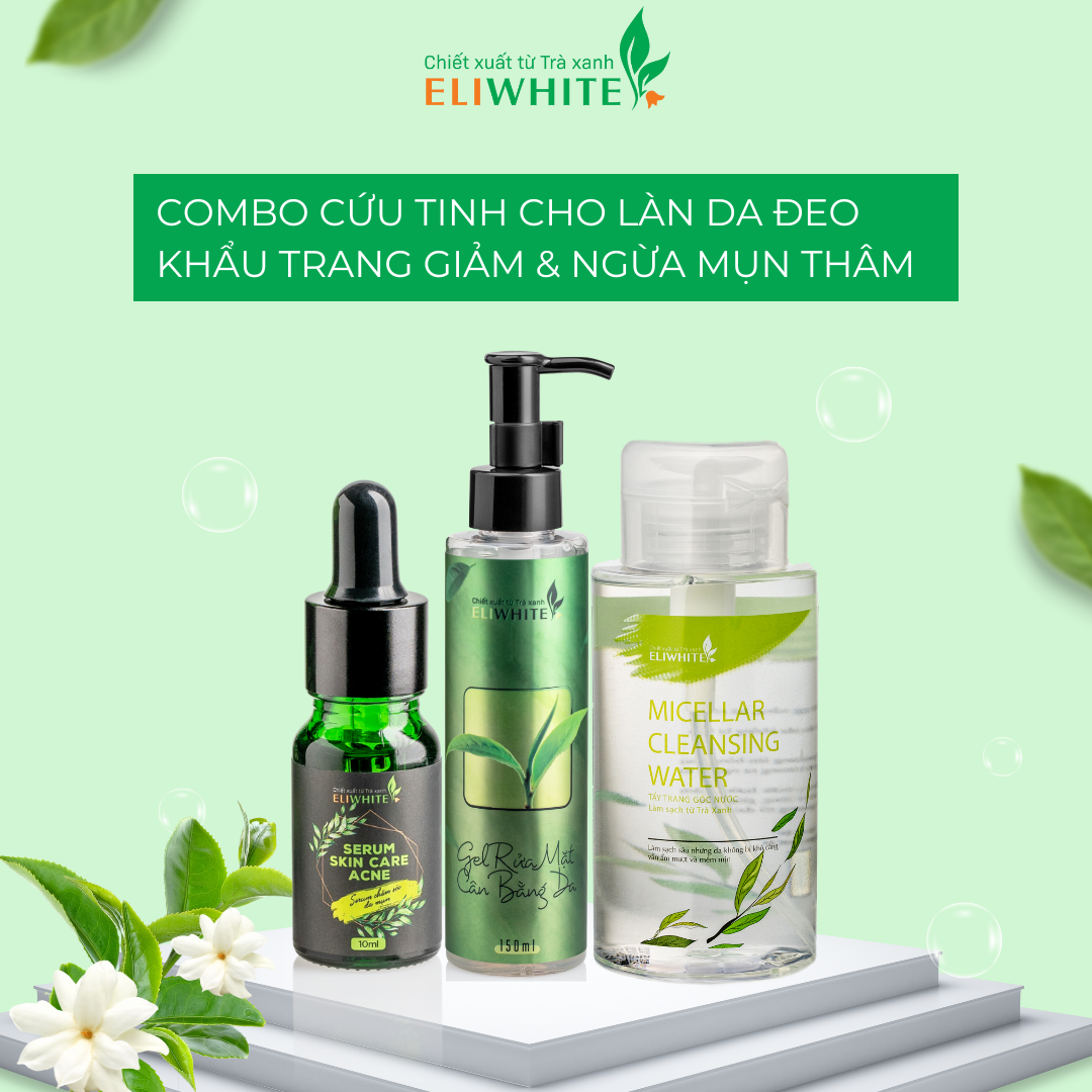 Combo Cứu Tinh Cho Làn Da Đeo Khẩu Trang (Giảm & Ngừa Mụn Thâm) ELIWHITE