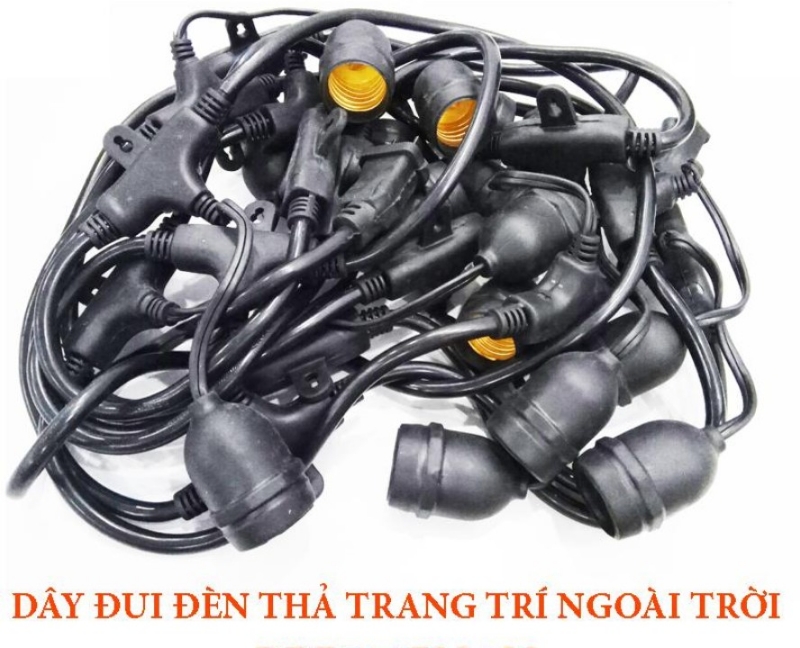[HCM]Dây đèn kín nước thả ngoài trời 5m -10 đui đèn E27