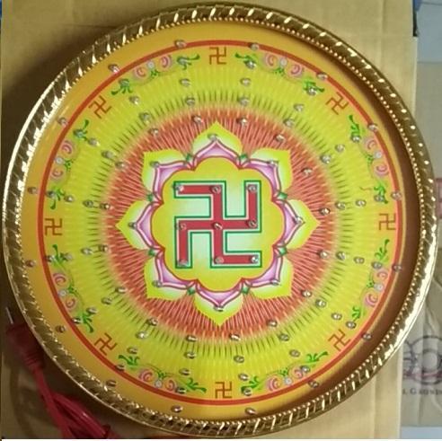 [NTT] Đèn led hào quang trang trí bàn thờ chữ Vạn 25cm (Vàng)