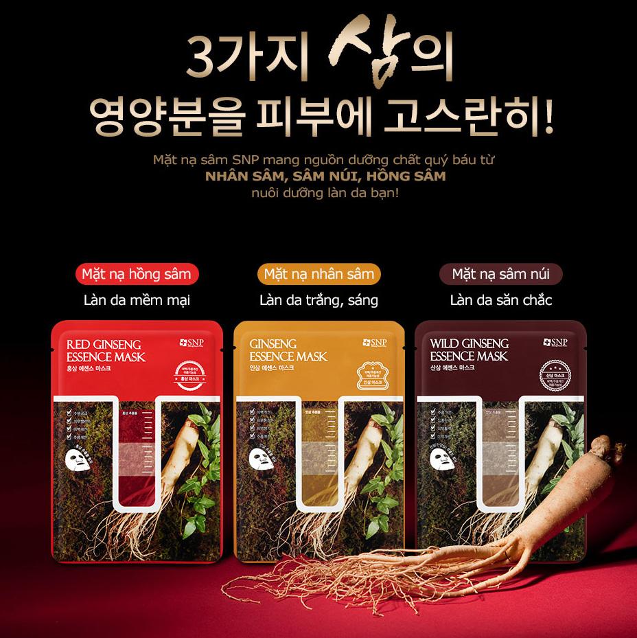COMBO 10 MẶT NẠ NHÂN SÂM DƯỠNG TRẮNG SNP GINSENG ESSENCE MASK