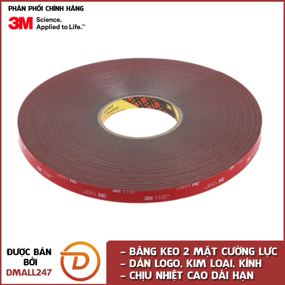 Băng keo cường lực siêu dính 3M 4229P dài 10m  và băng keo VHB-GPL 4905 dài 11m- nhiều kích thước, Dmall247, Bán sĩ, cắt theo kích thước yêu cầu