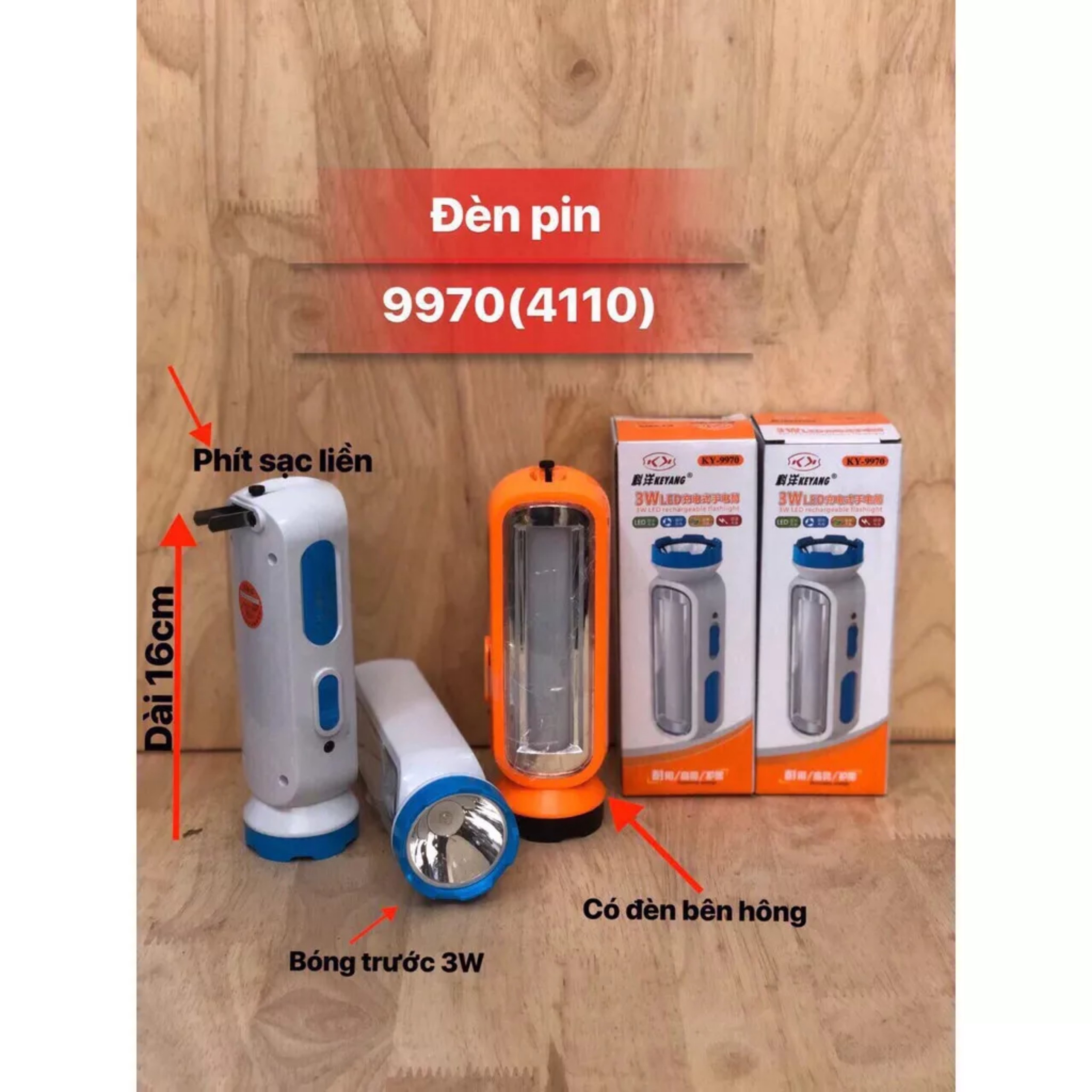 Đèn Pin Sạc 2 Chức Năng 4316 [ Nhỏ & Lớn ]