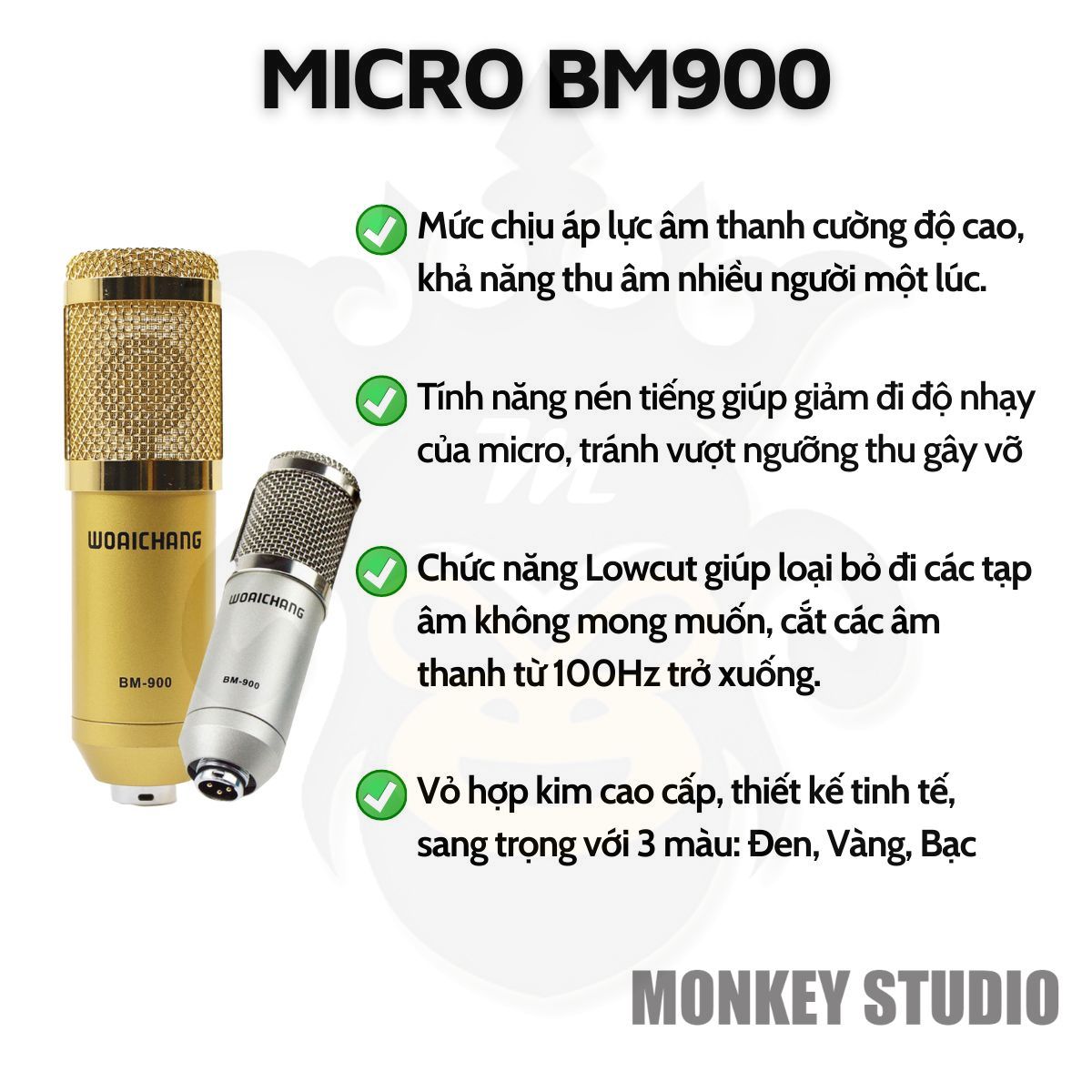 Mic Livestream | Micro thu âm Sound Card K300 & Mic BM900 Hát Livestream Điện Thoại Chuyên Nghiệp, Monkey Studio