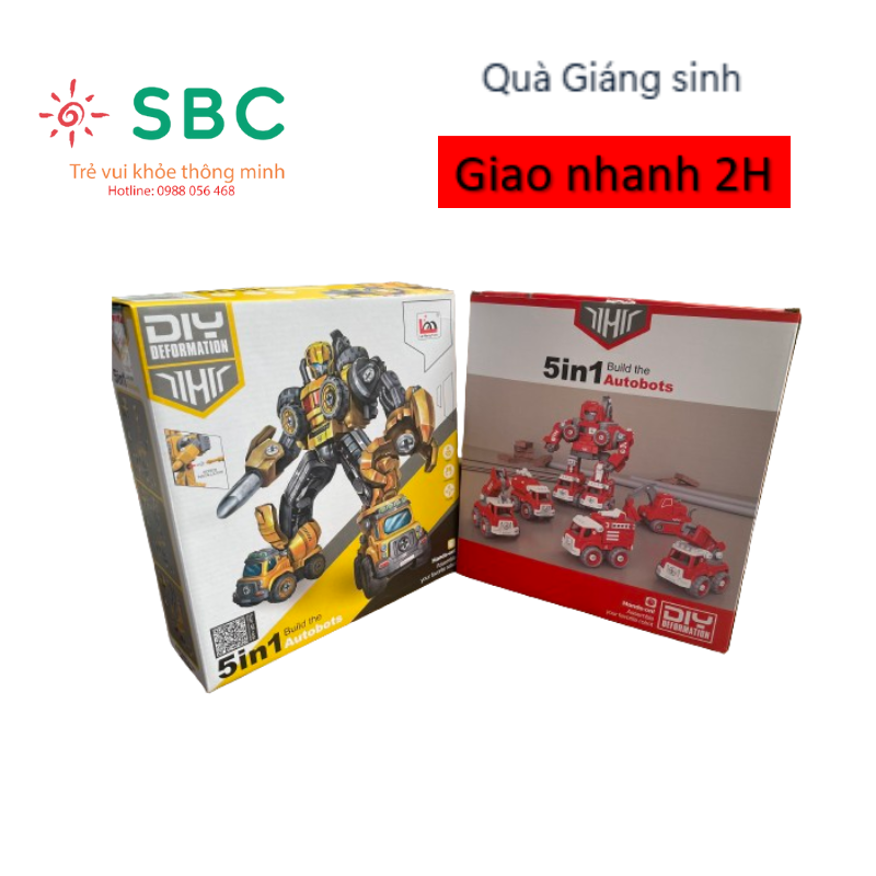 Bộ Đồ Chơi Lắp Ráp Rô Bốt Biến Hình 5 Trong 1 Cho Bé (có 2 màu)