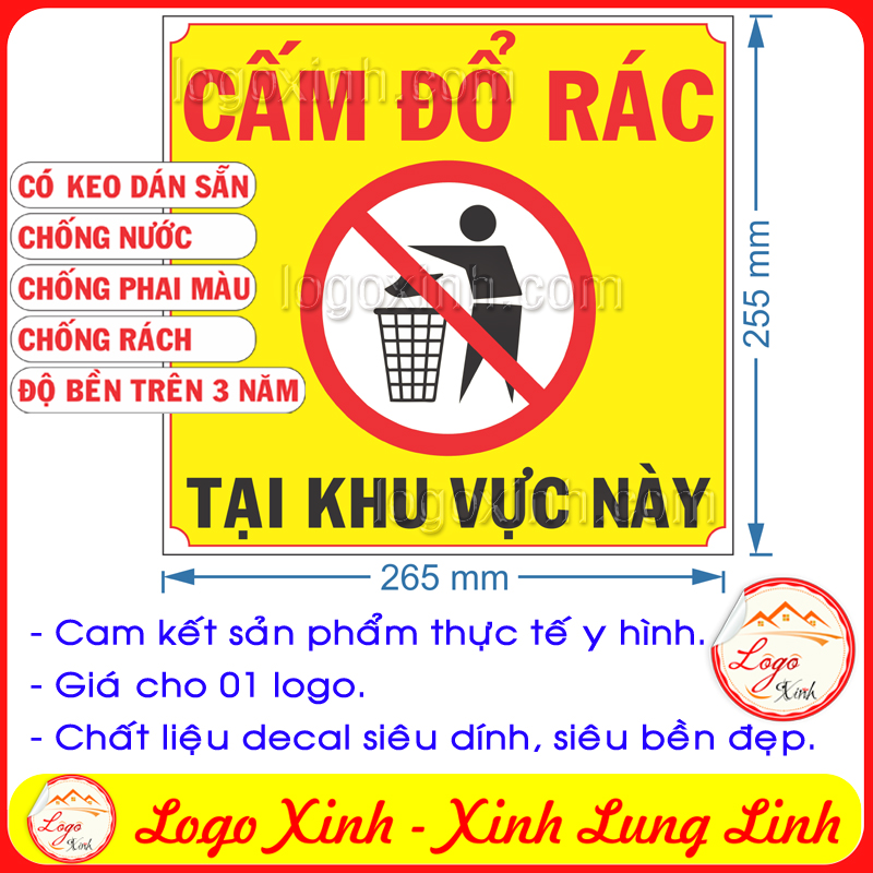 LOGO STICKER TEM DÁN CẤM ĐỔ RÁC BỪA BÃI TẠI KHU VỰC NÀY, GIỮ GÌN VỆ SINH CHUNG ĐỂ BẢO VỆ MÔI TRƯỜNG