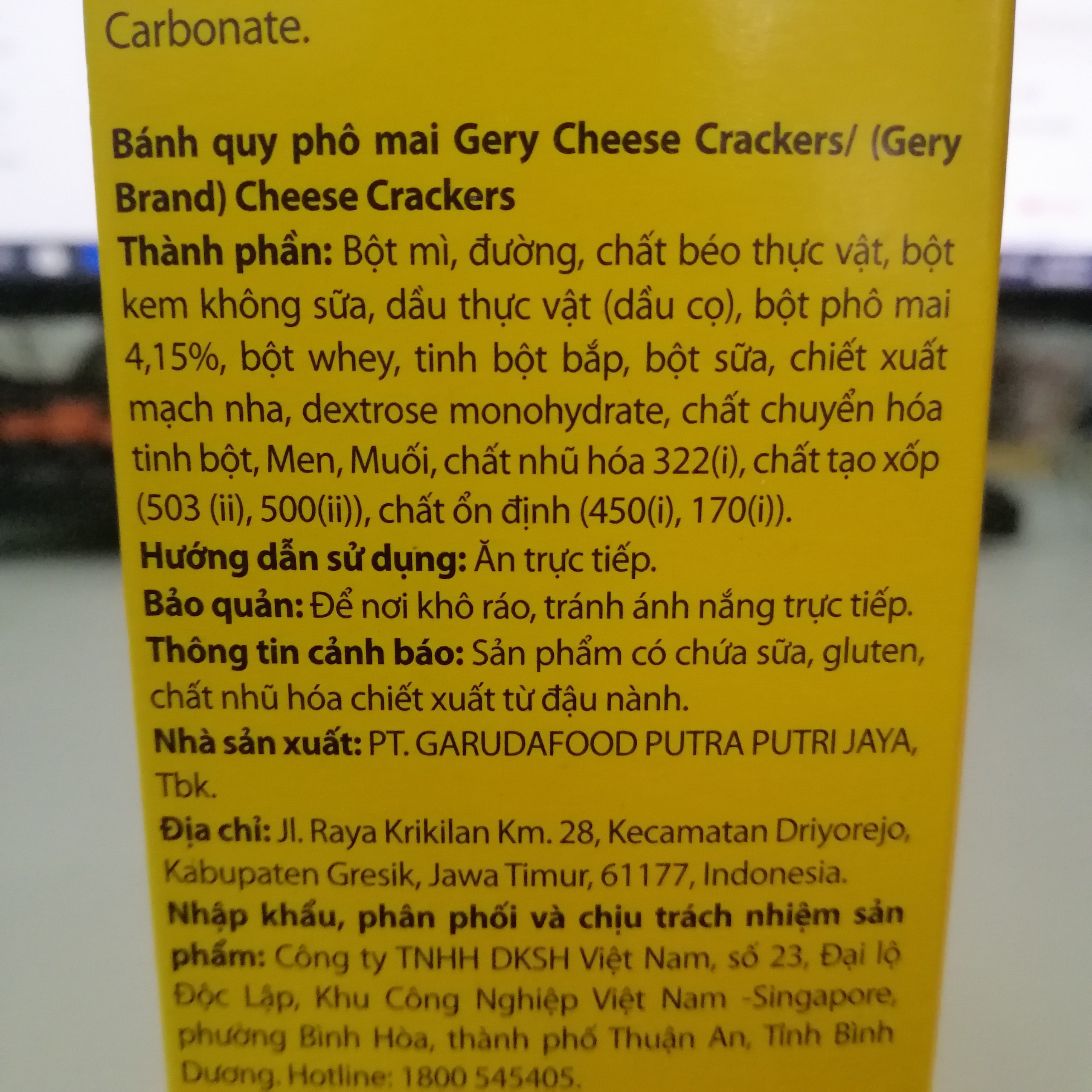 Bánh Quy Phô Mai Gery Cheese Crackers (Hộp 180g)