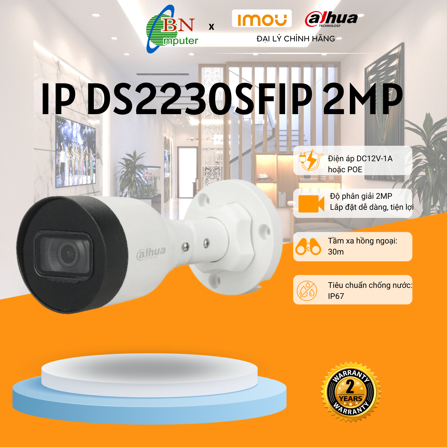 Camera IP Dahua 2230SFIP-S3 độ phân giải 2.0MP phân phối chính thức