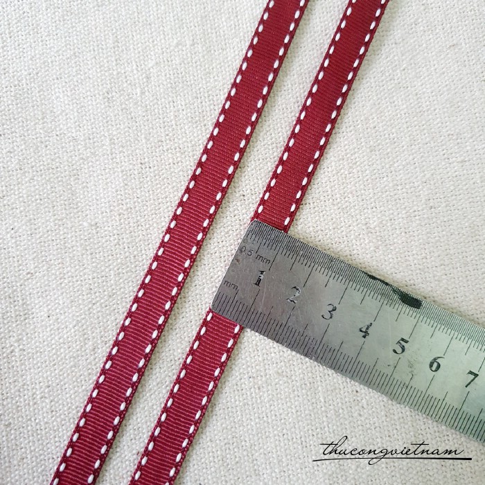 Dây ruy băng gân viền chỉ tbản 1cm