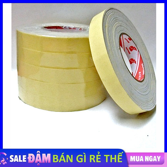 10 cuộn băng keo 2 mặt cuộn 14 vòng cao 2cm