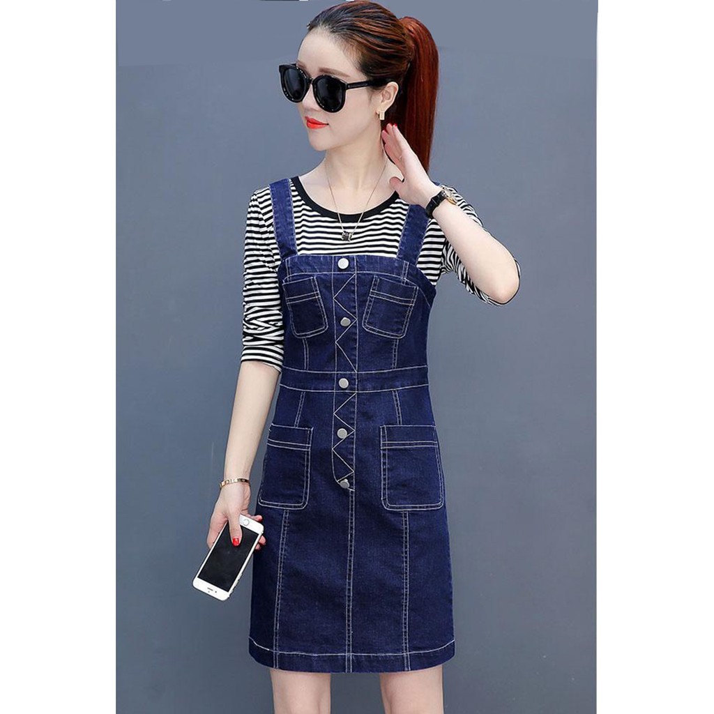 Đầm Yếm Jean Nữ Duyên Dáng