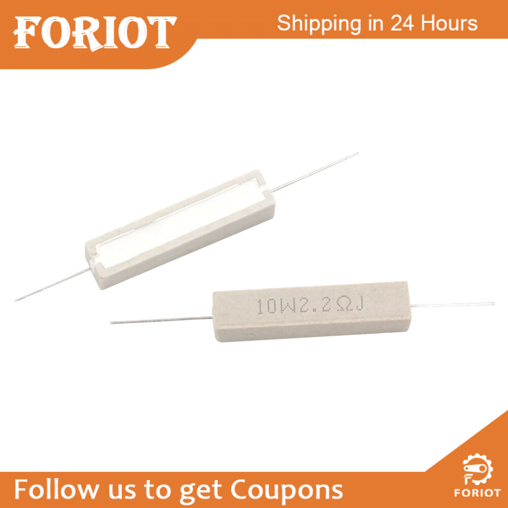 Foriot 10Pcs Điện Trở Bằng Gốm Và Xi Măng 10W 10 Ohm Resistance 5% Dây Gốm Vết Thương Điện Trở Điện