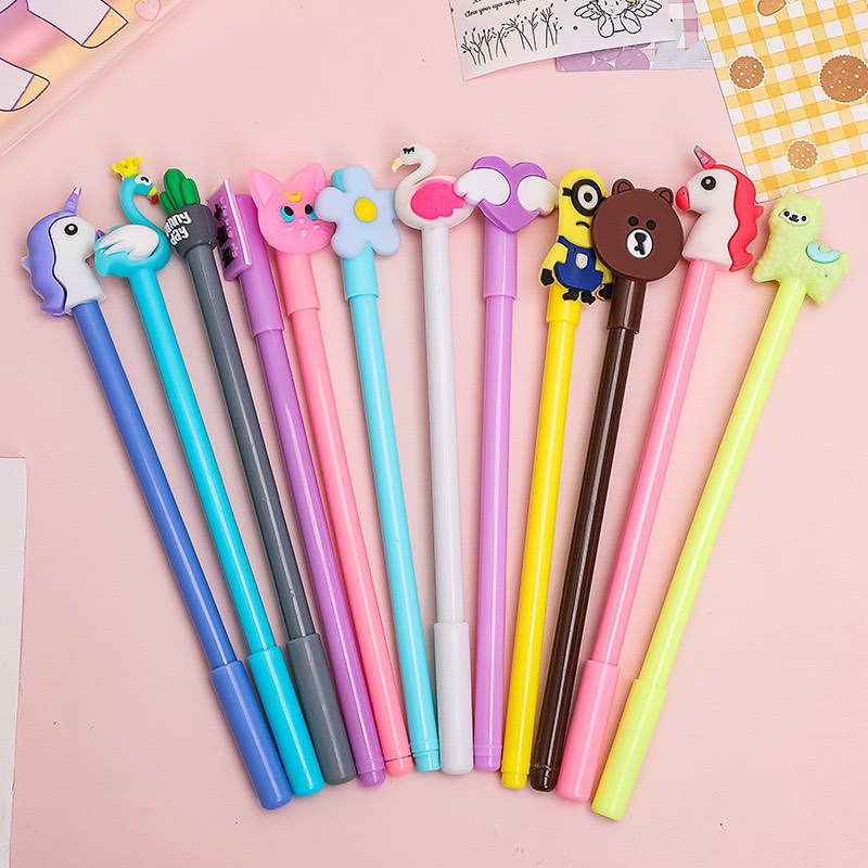 Set 5 cái Bút nước ngòi 0.38mm mực đen hình thú đáng yêu BUN31 - giao ngẫu nhiên