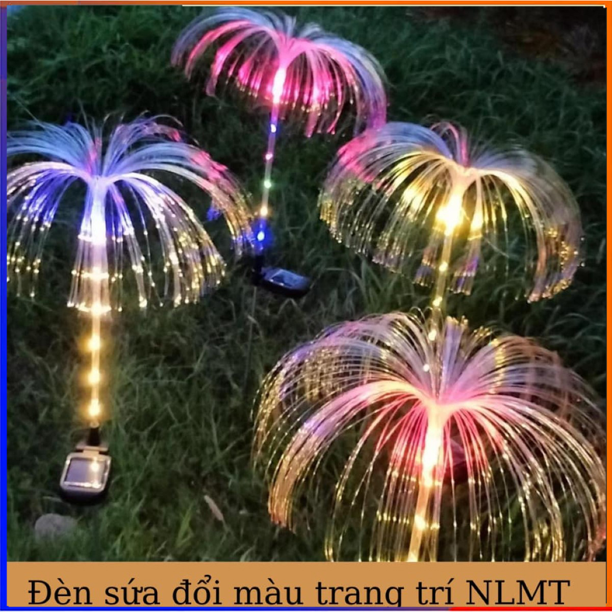 Đèn sứa sợi năng lượng mặt trời, Đèn pha hoa Jellyfish, Không thấm nước khí quyển đầy màu sắc 7 màu