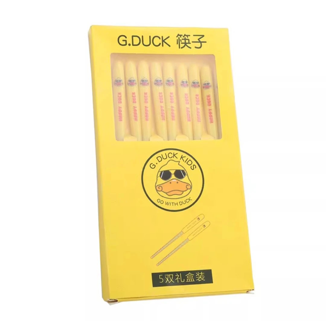 Set 5 đôi đũa inox chú vịt vàng