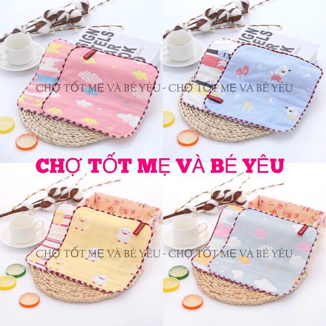 [HCM]Set 5 Khăn Sữa Sợi Tre Khăn Xô Mềm Túi Zip Cho Bé