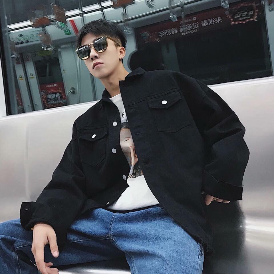 ÁO KHOÁC JEAN NAM MÀU ĐEN TRƠN 2