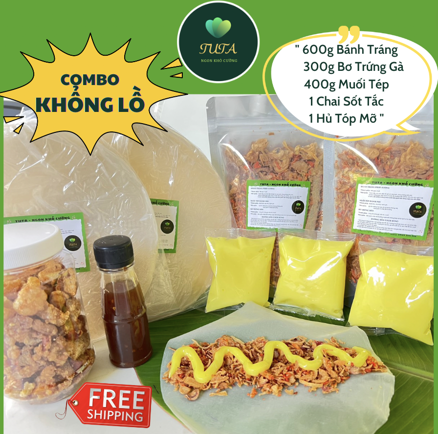 COMBO Bánh Tráng Phơi Sương , Muối Tép Hành phi