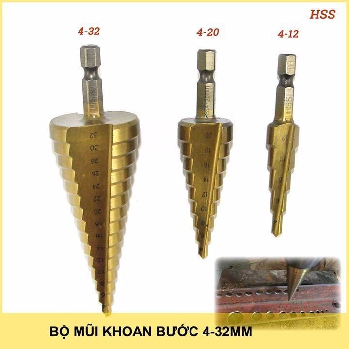 bộ 3 mũi khoan nón - cỡ lớn