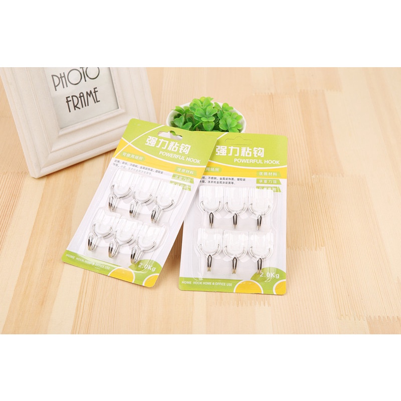 Vỉ 06 móc dính tường (móc dán tường) chắc chắn E716