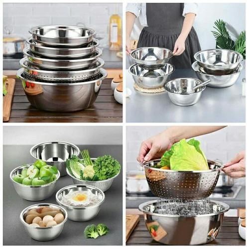 Set 5 món rổ inox