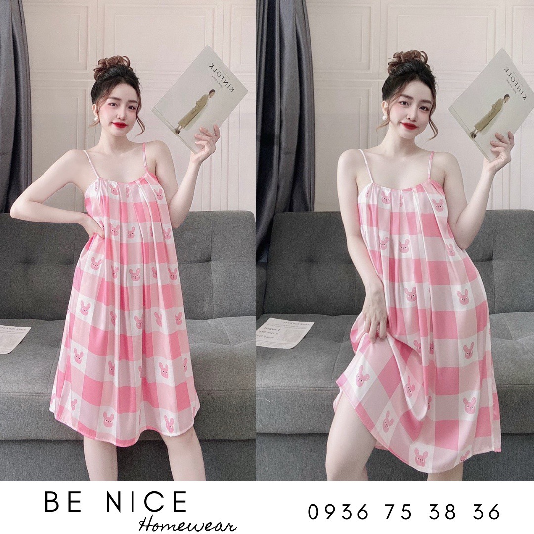 Váy lụa xếp li mặc nhà nhiều họa tiết xinh xắn