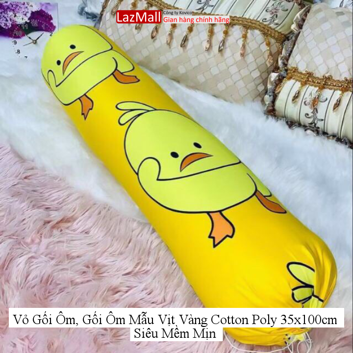 Vỏ gối ôm, vỏ gối nằm cotton poly 35x100cm siêu mềm mịn