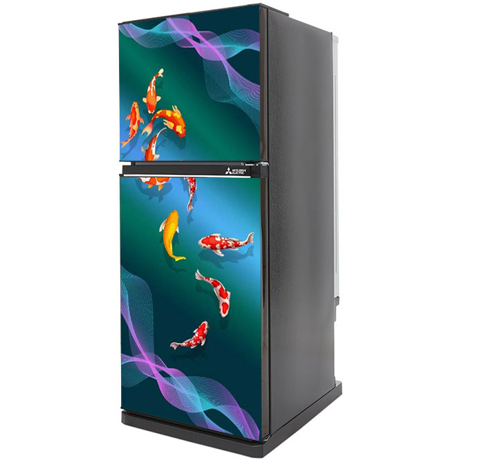[HCM]Decal dán trang trí tủ lạnh siêu đẹp Cá chép 04. Decal in trên chất liệu PVC có keo sẵn ở mặt sau chỉ cần lột ra và dán.
