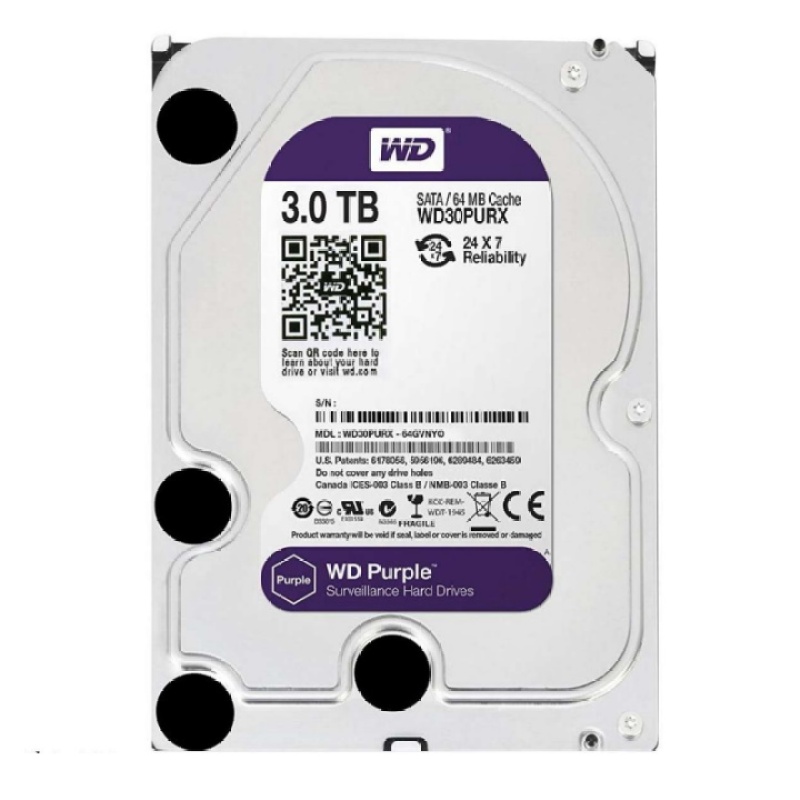 Bảng giá Ổ cứng gắn trong HDD Western Digital Purple 3TB, SATA 3, 64 Cache - Ổ cứng chuyên dụng cho Camera - Bảo hành 24 tháng 1 đổi 1 Phong Vũ