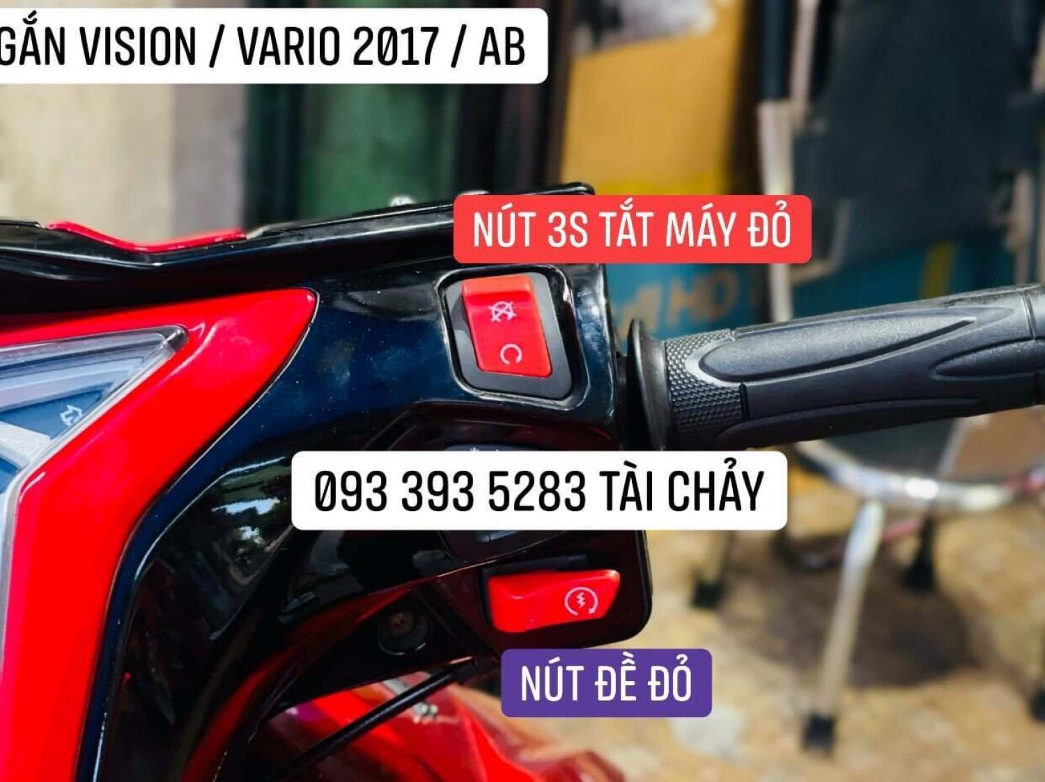 COMBO NÚT ĐỀ ĐỎ + NÚT 3S ĐỎ CHO VISION 2015 - 2022 / AB 13-20/ VARIO 2017