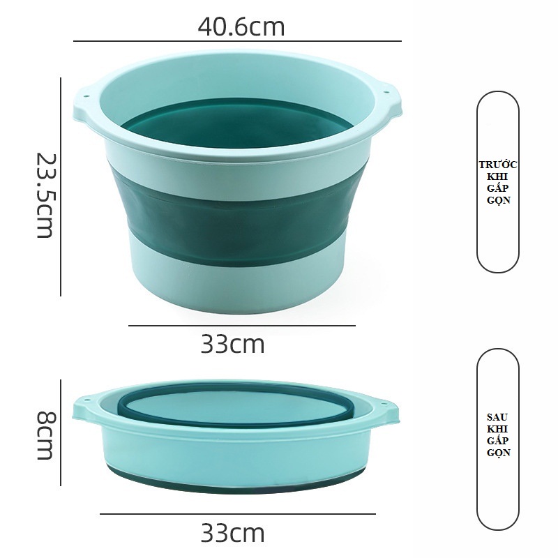 Xô ngâm chân gấp gọn silicon