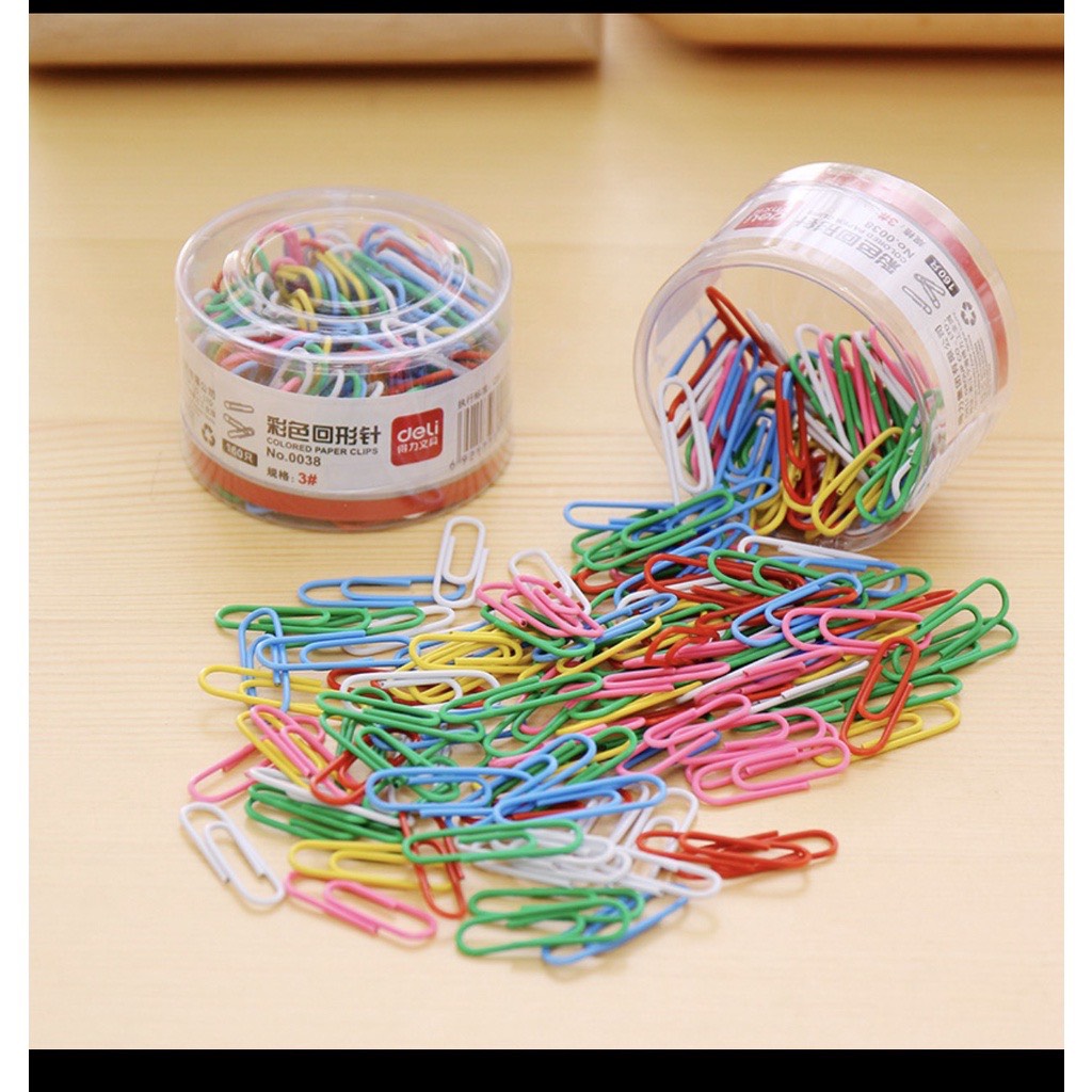 Hộp Kẹp giấy Deli - Ghim giấy màu sắc mẫu truyền thống (160 KẸP)