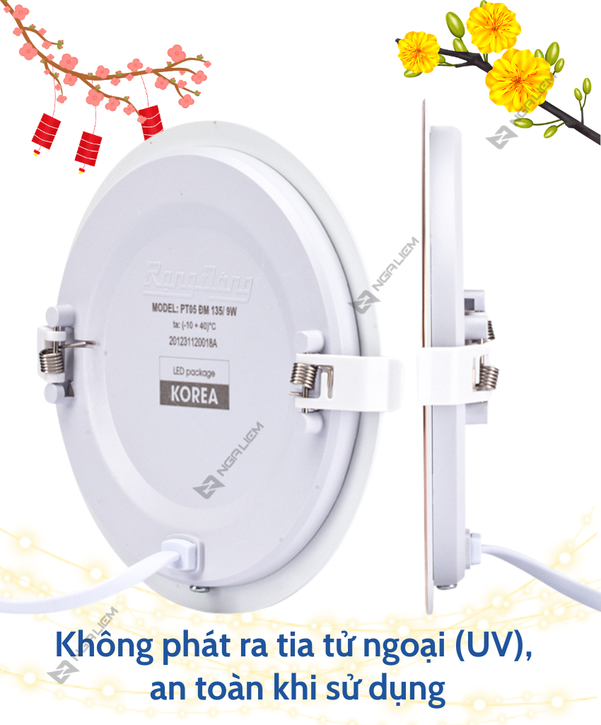 Đèn LED Panel tròn PT05 9W/135 Rạng Đông (Viền Vàng/ Viền Bạc)