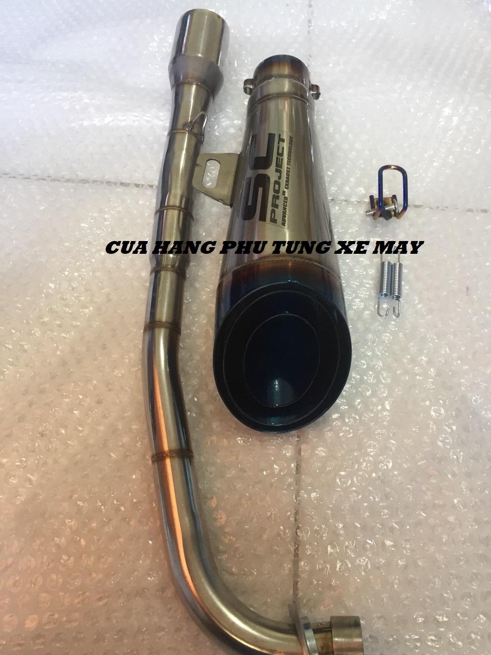 Pô SC xéo gắn xe Wave, Dream, Sirius, Cub ( cổ inox )