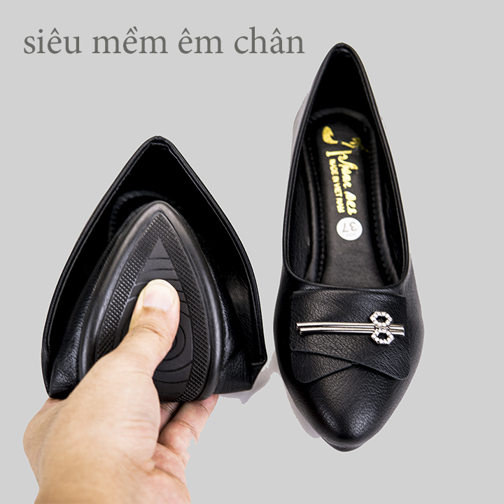 giày nữ da thật siêu mềm siêu bền êm chân [ nơ kẹp]